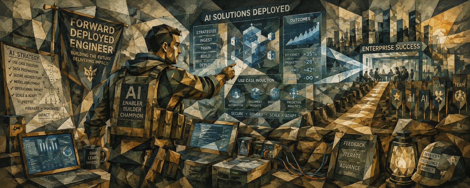 A forward deployed engineer directing AI solutions toward enterprise outcomes — cubist illustration